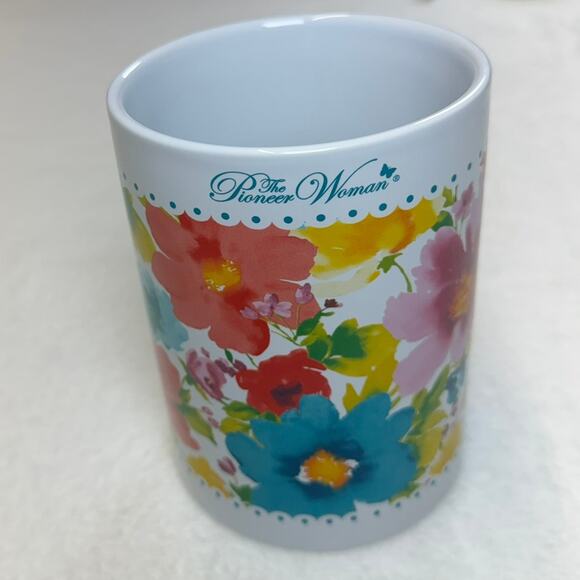 The Pioneer Woman BREEZY BLOSSOM Utensil Crock Floral W/ Logo 6" Tall 4.5 Wide - Picture 1 of 6